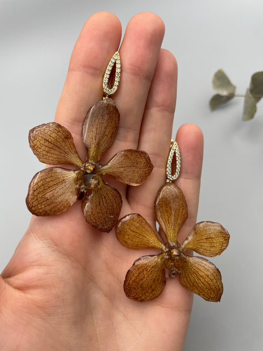 Handmade Orchid Resin Earrings