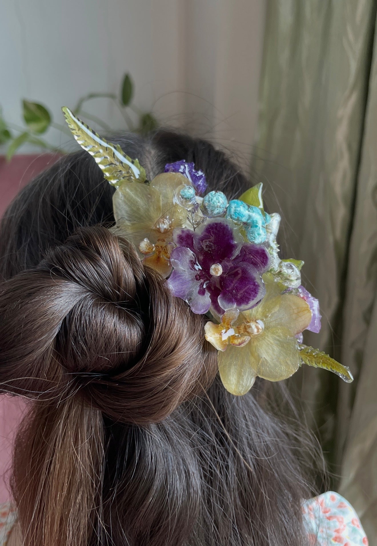 Enchanted Garden Hair Pins- Orchid Blooms in Resin