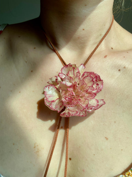 Real Blush Carnation Pendant - Preserved Flower Botanical Art