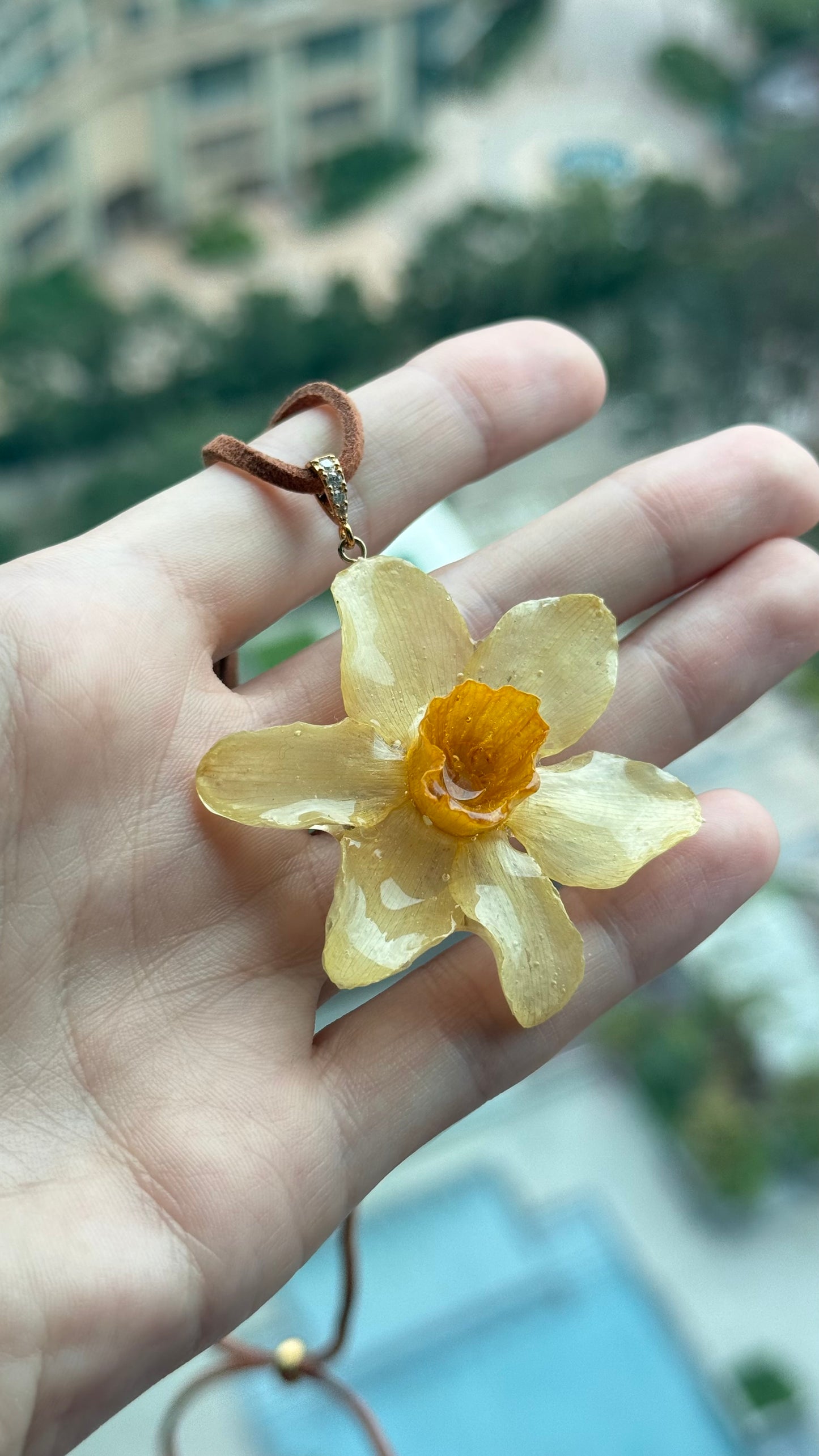 Sunshine Bloom Pendant - Real Daffodil in Resin