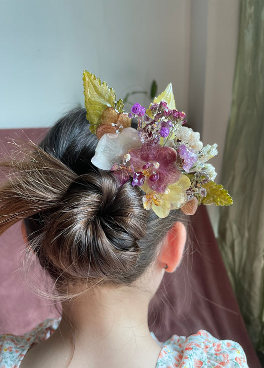 Dried Flower Hair Fork - Handmade Resin Hair Accessory