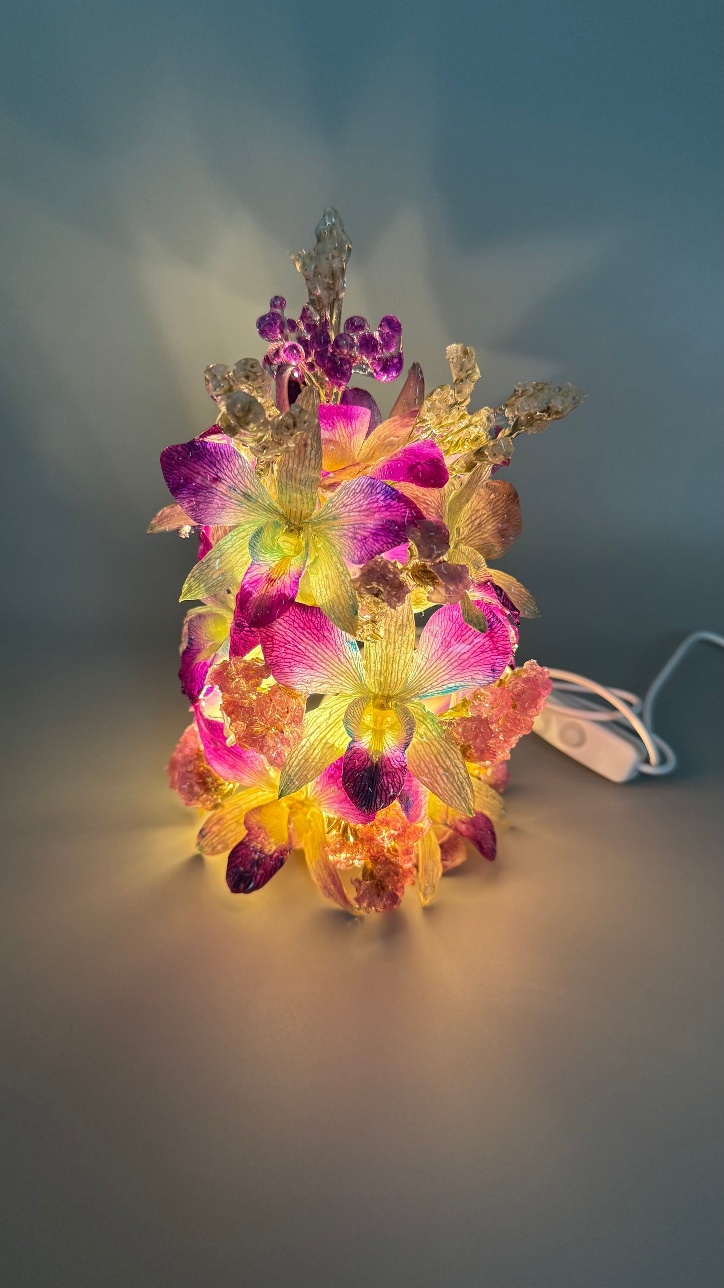 Orchid Night Lamp — Real Flowers in UV Resin with LED Light