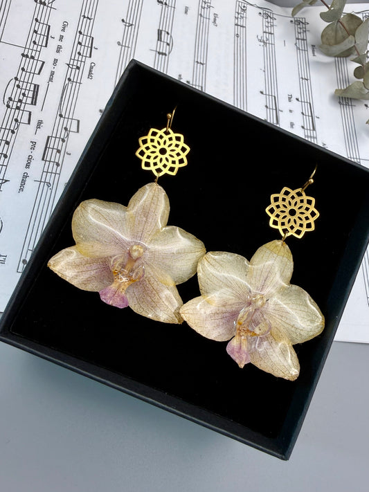 Golden Orchid Earrings