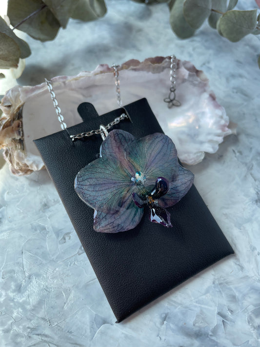 Mystic Blue Orchid Pendant