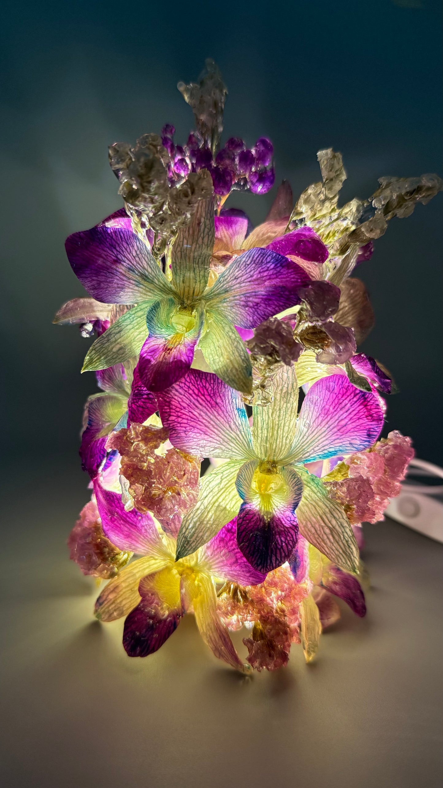 Orchid Night Lamp — Real Flowers in UV Resin with LED Light