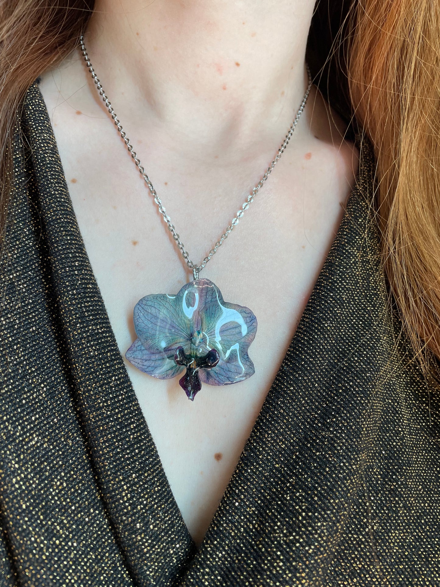 Mystic Blue Orchid Pendant