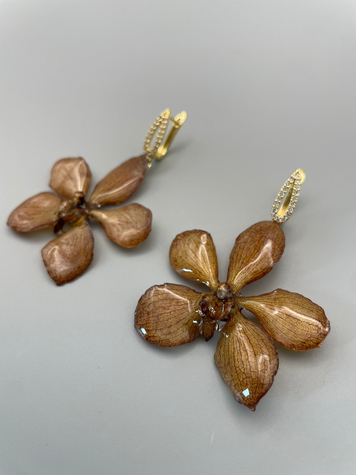 Handmade Orchid Resin Earrings