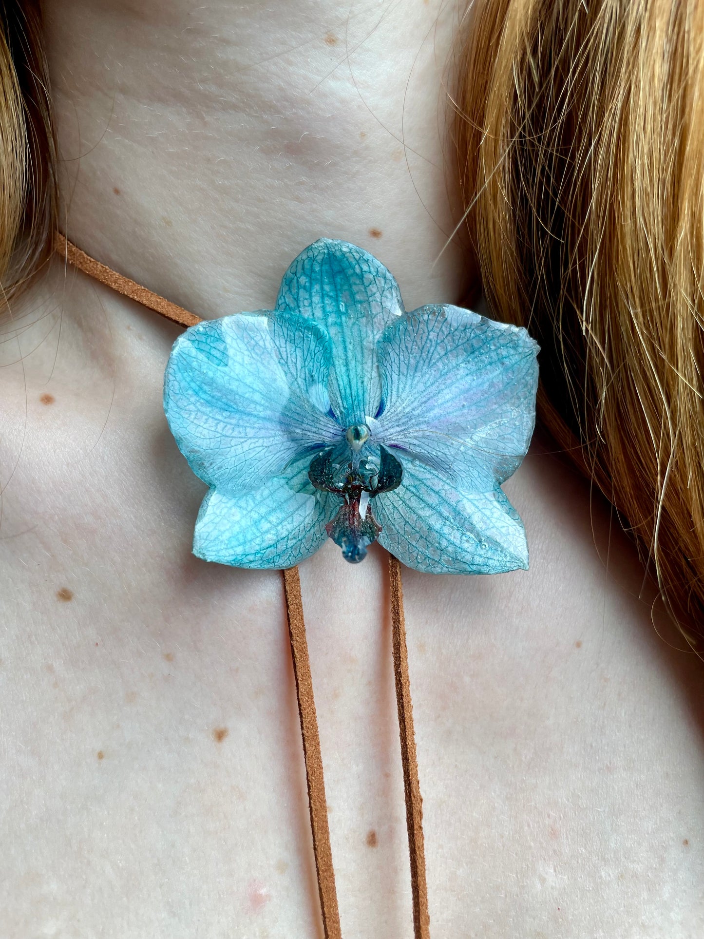 Graceful Real Blue Orchid Pendant - Handmade Botanical Jewelry