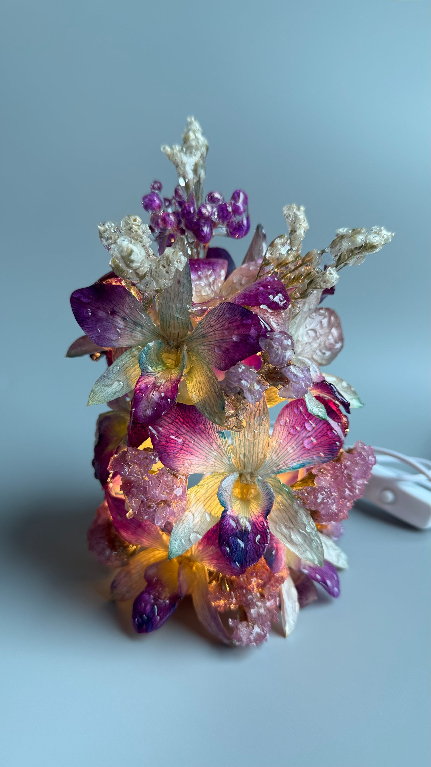 Orchid Night Lamp — Real Flowers in UV Resin with LED Light