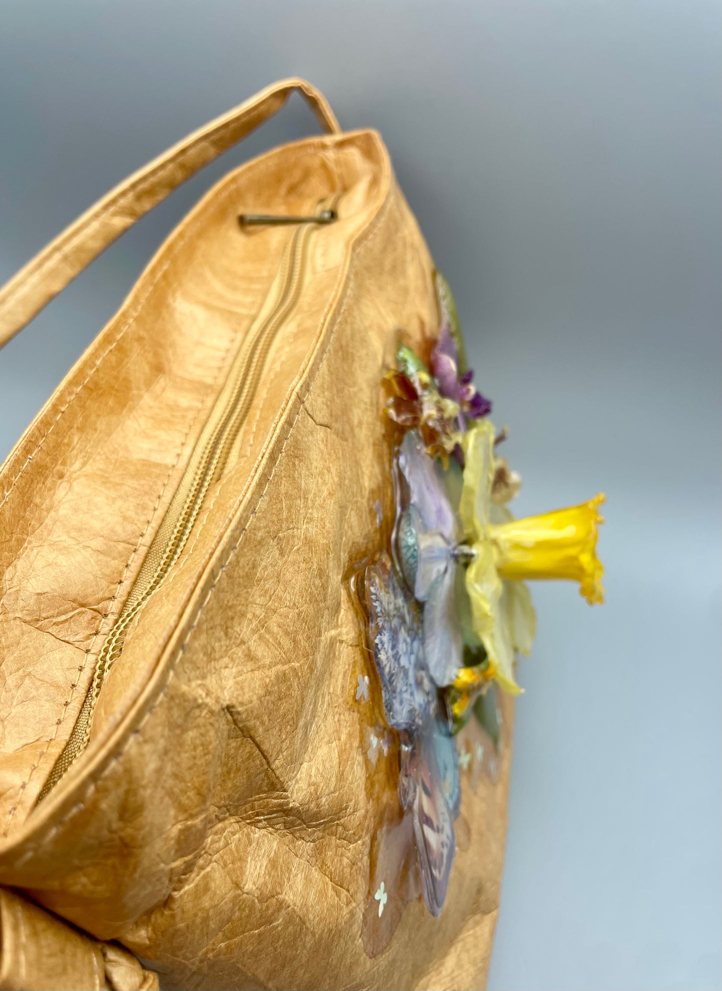Handmade Floral Designer Bag - Real Dried Flowers & UV Resin Art