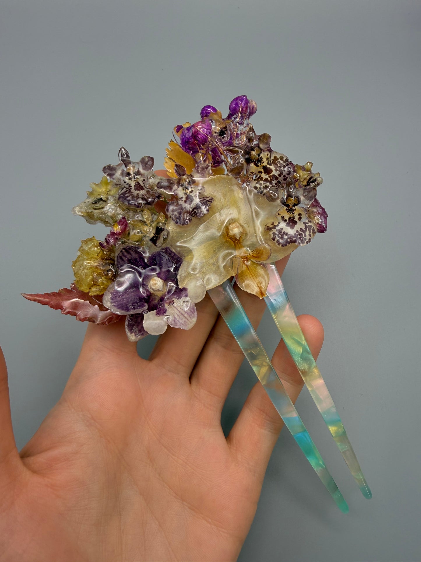 Elegant Floral Hair Clip - Handmade with Real Dried Flowers
