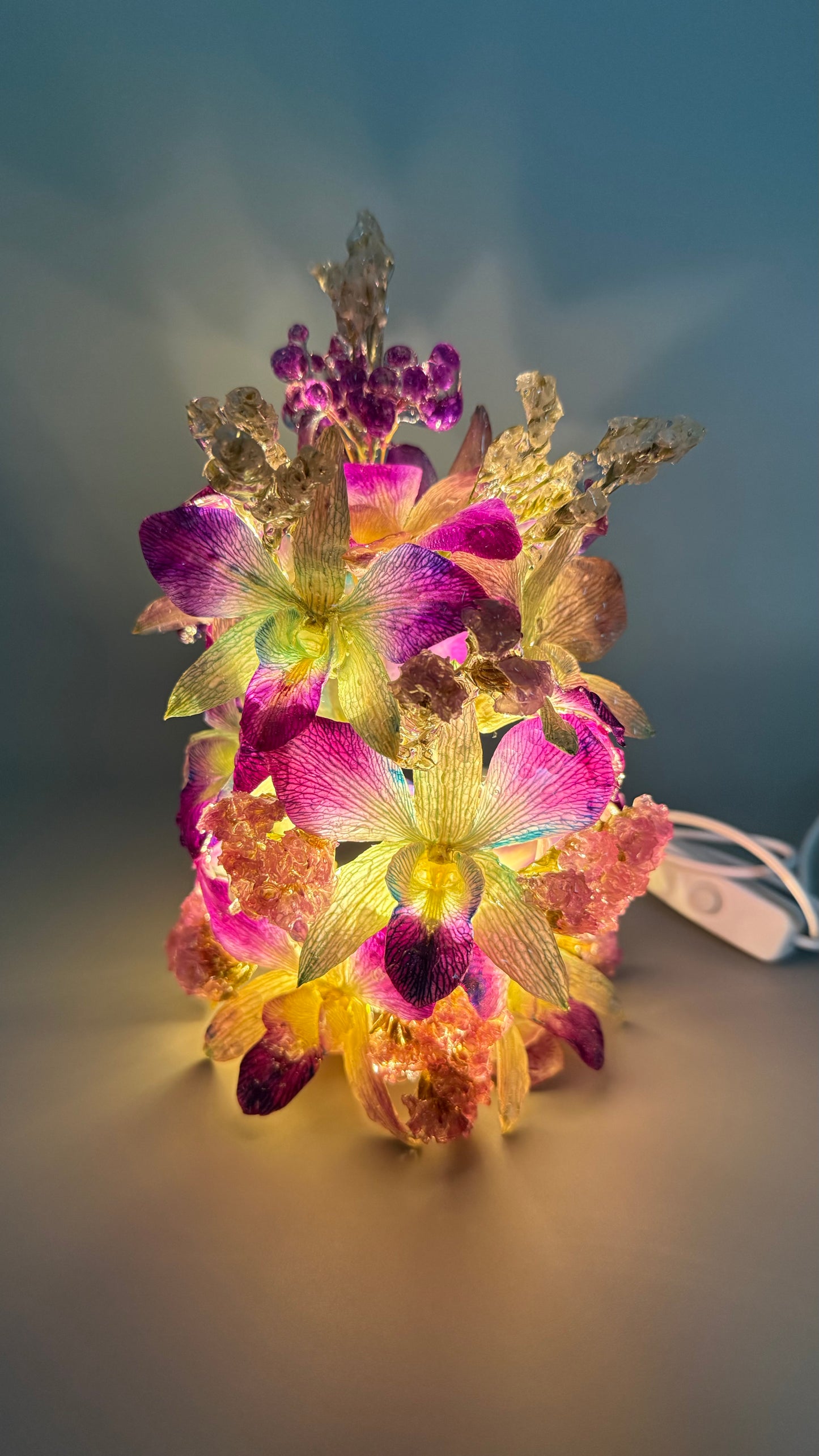 Orchid Night Lamp — Real Flowers in UV Resin with LED Light