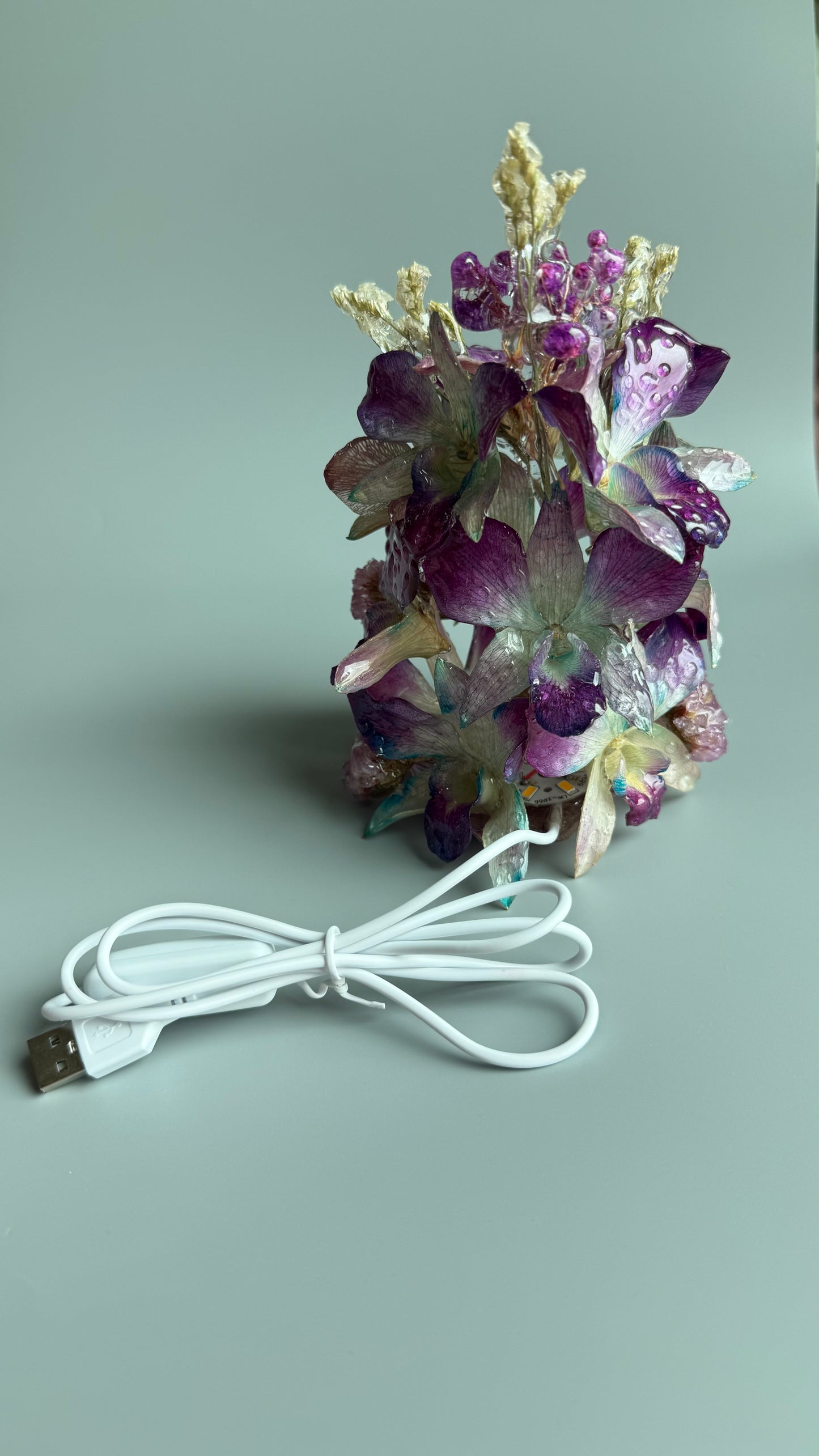 Orchid Night Lamp — Real Flowers in UV Resin with LED Light