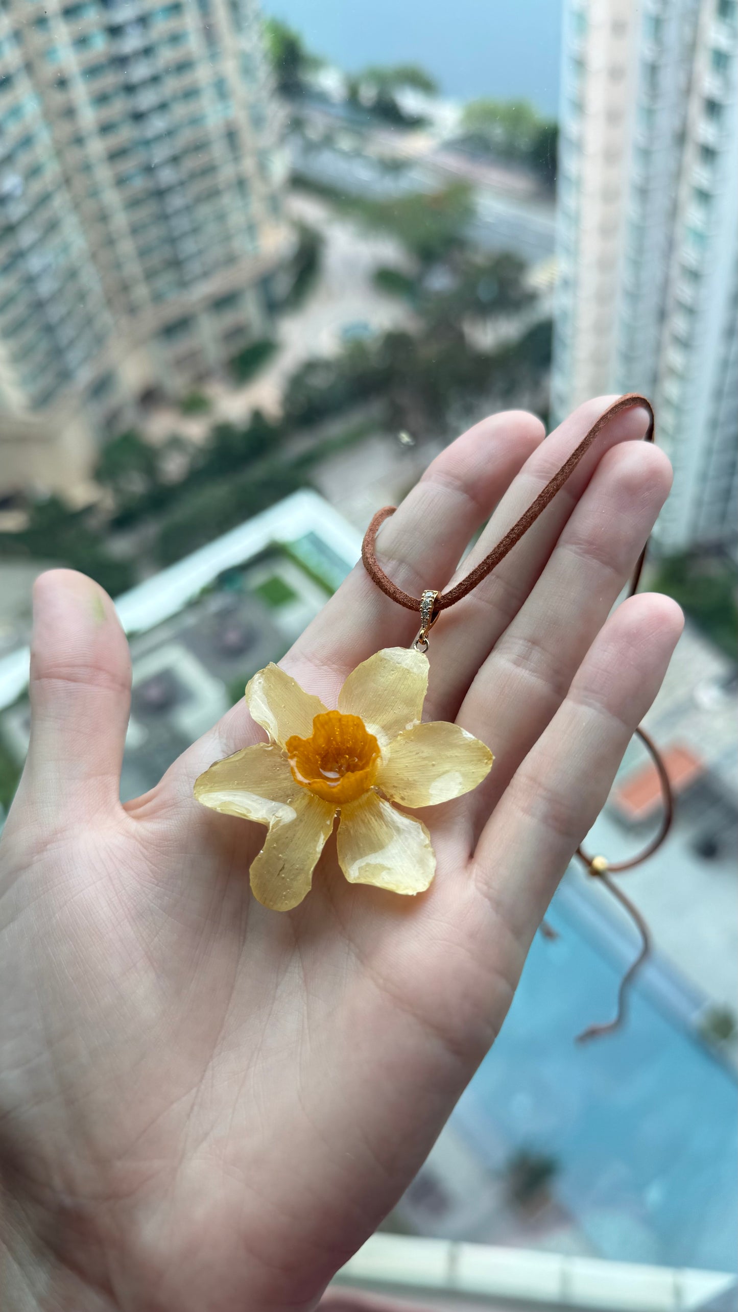 Sunshine Bloom Pendant - Real Daffodil in Resin