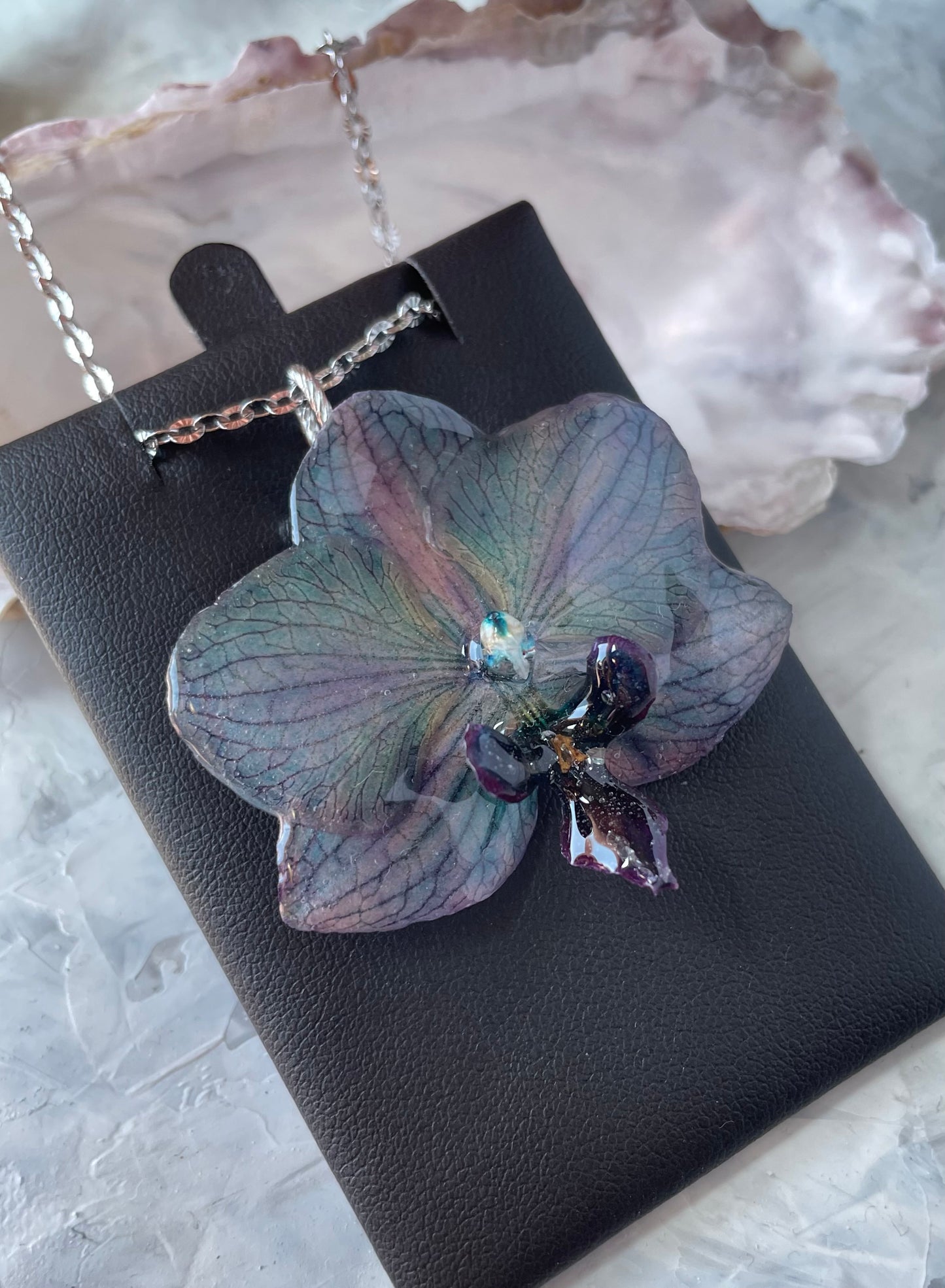 Mystic Blue Orchid Pendant