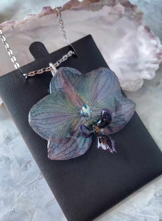 Mystic Blue Orchid Pendant