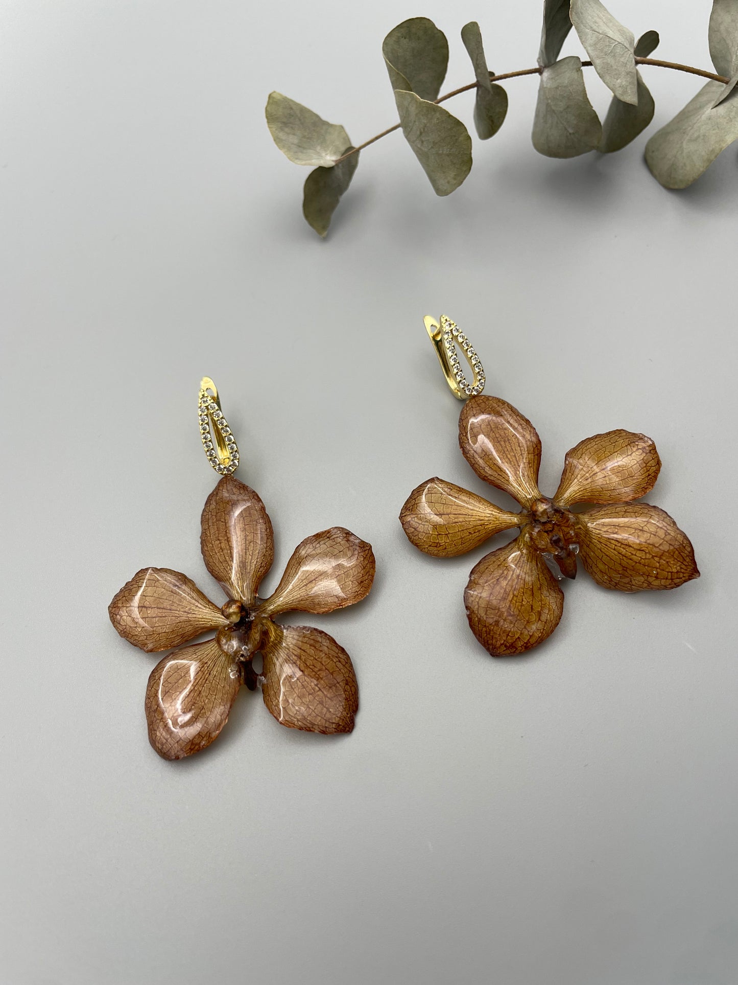 Handmade Orchid Resin Earrings