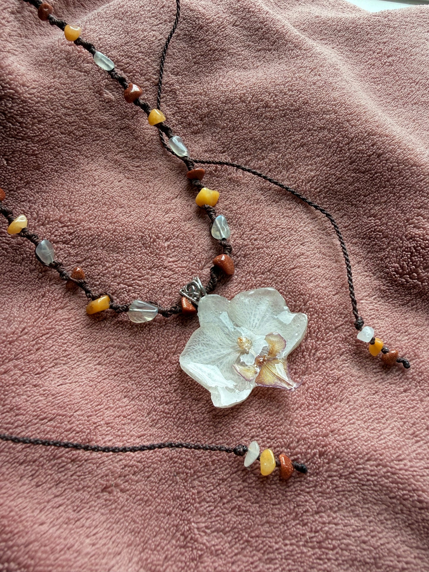 Necklace with Graceful Orchid Pendant