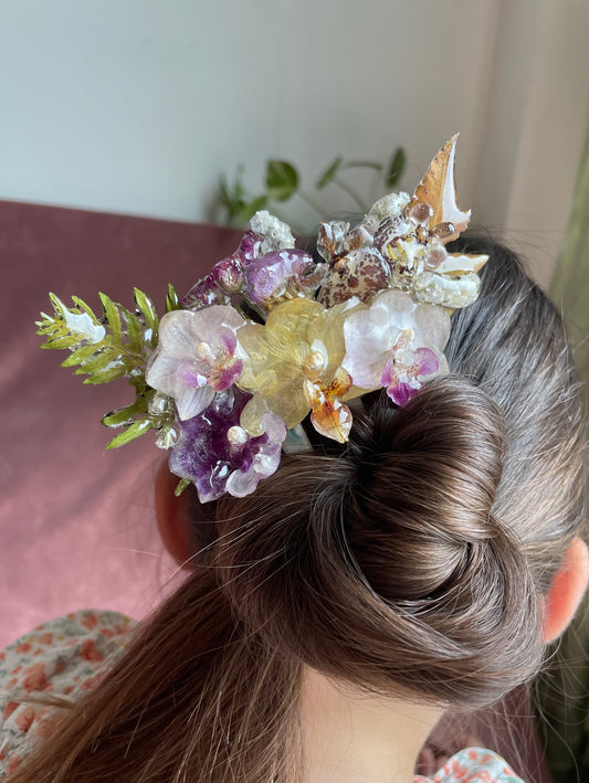 Orchid Garden Hair Stick - Real Dried Flower Resin
Art Accessory
