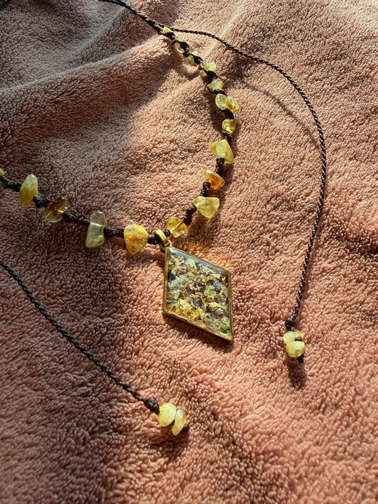 Citrine Necklace with a Geometric Pendant