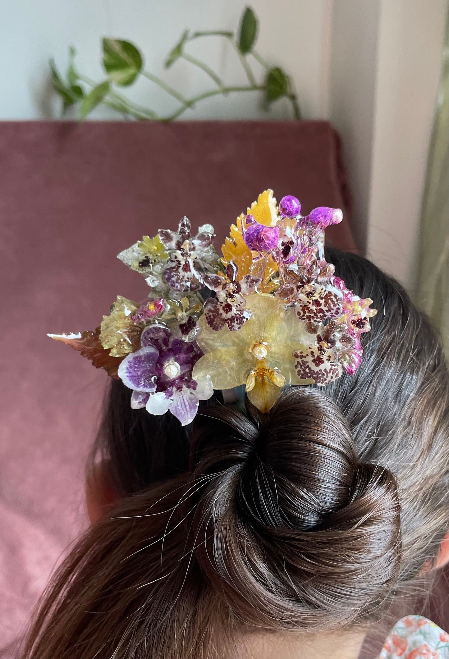 Elegant Floral Hair Clip - Handmade with Real Dried Flowers