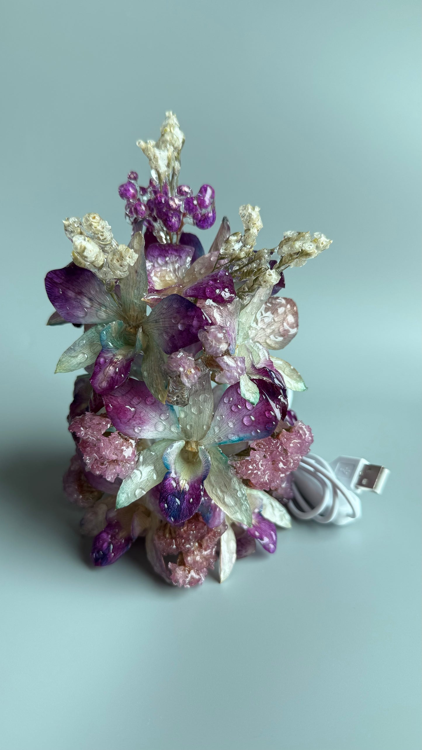 Orchid Night Lamp — Real Flowers in UV Resin with LED Light