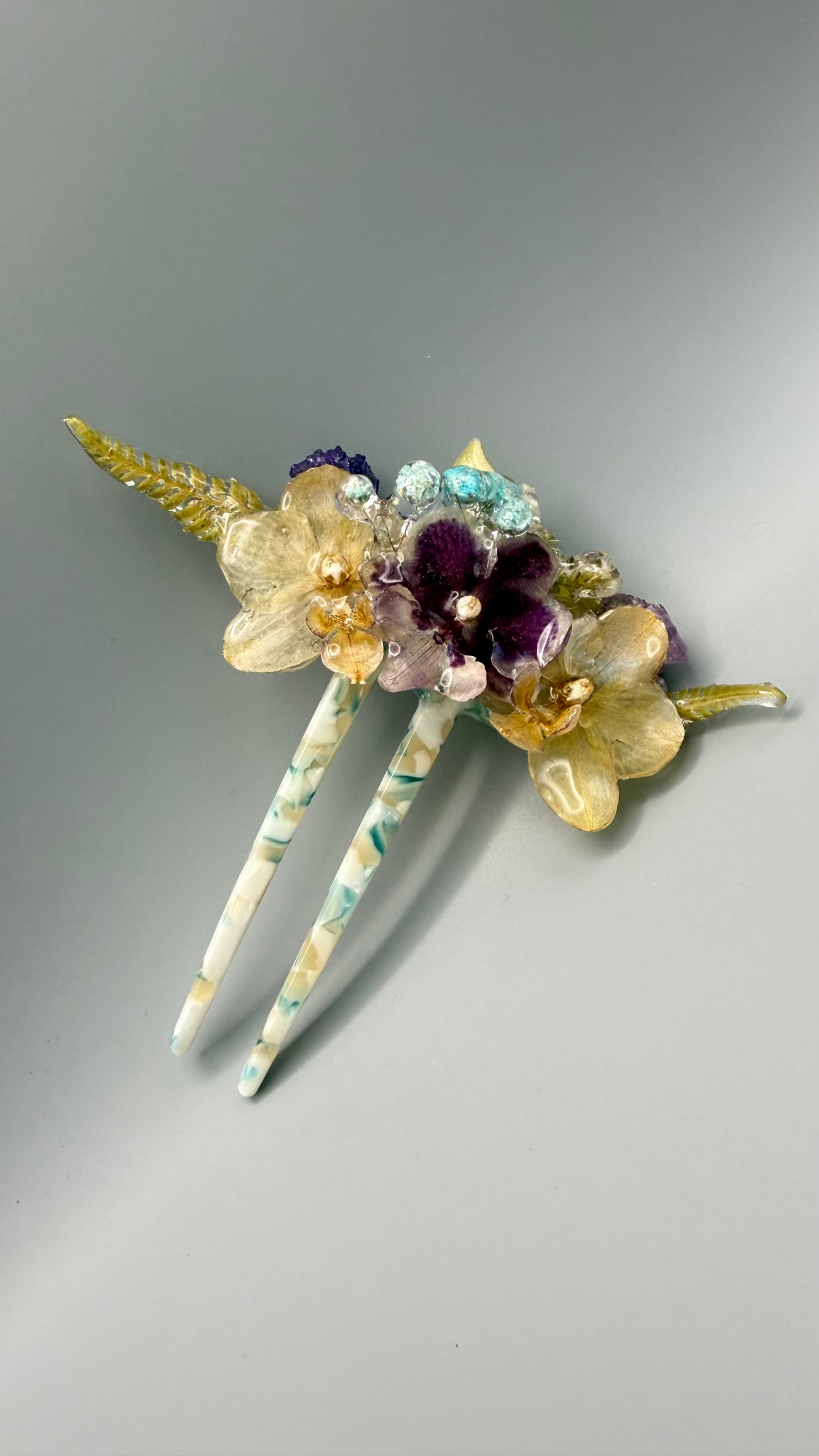 Enchanted Garden Hair Pins- Orchid Blooms in Resin
