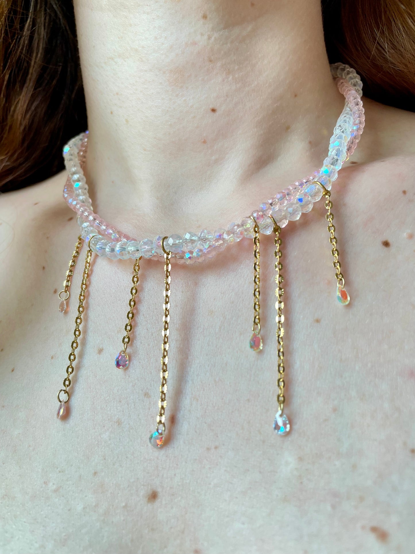 Handmade necklace, transformable, with a real orchid