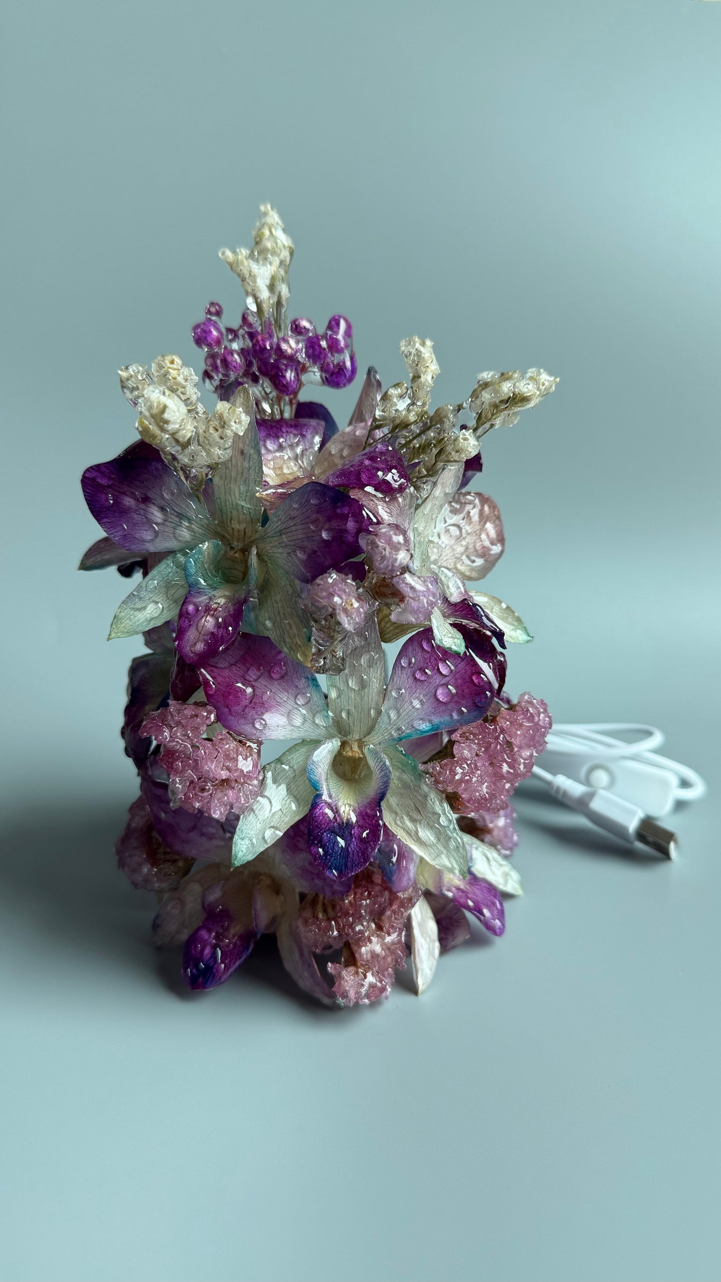 Orchid Night Lamp — Real Flowers in UV Resin with LED Light