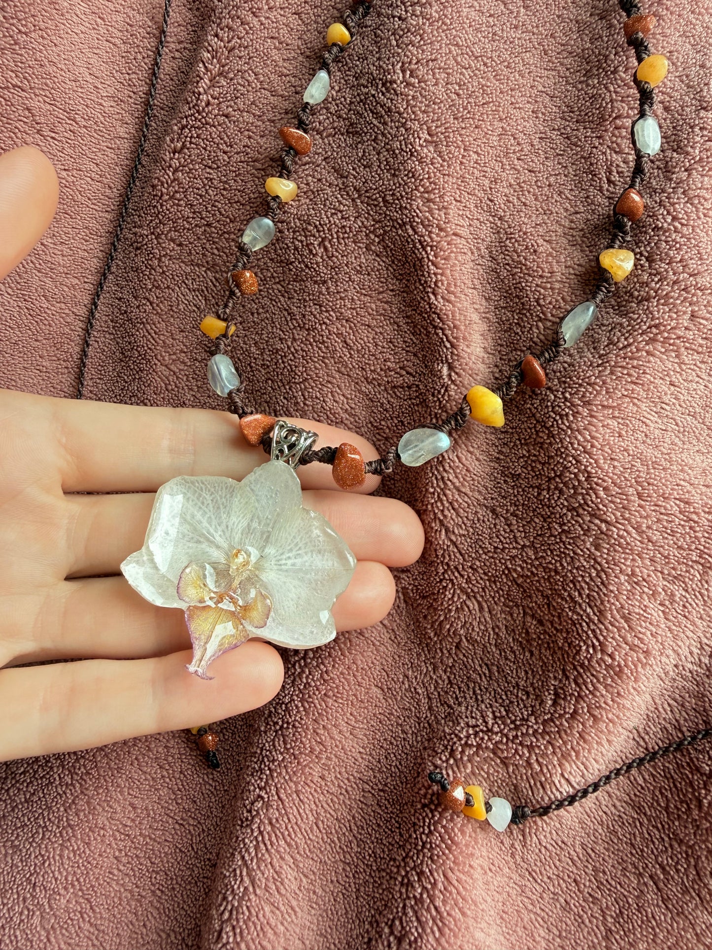 Necklace with Graceful Orchid Pendant