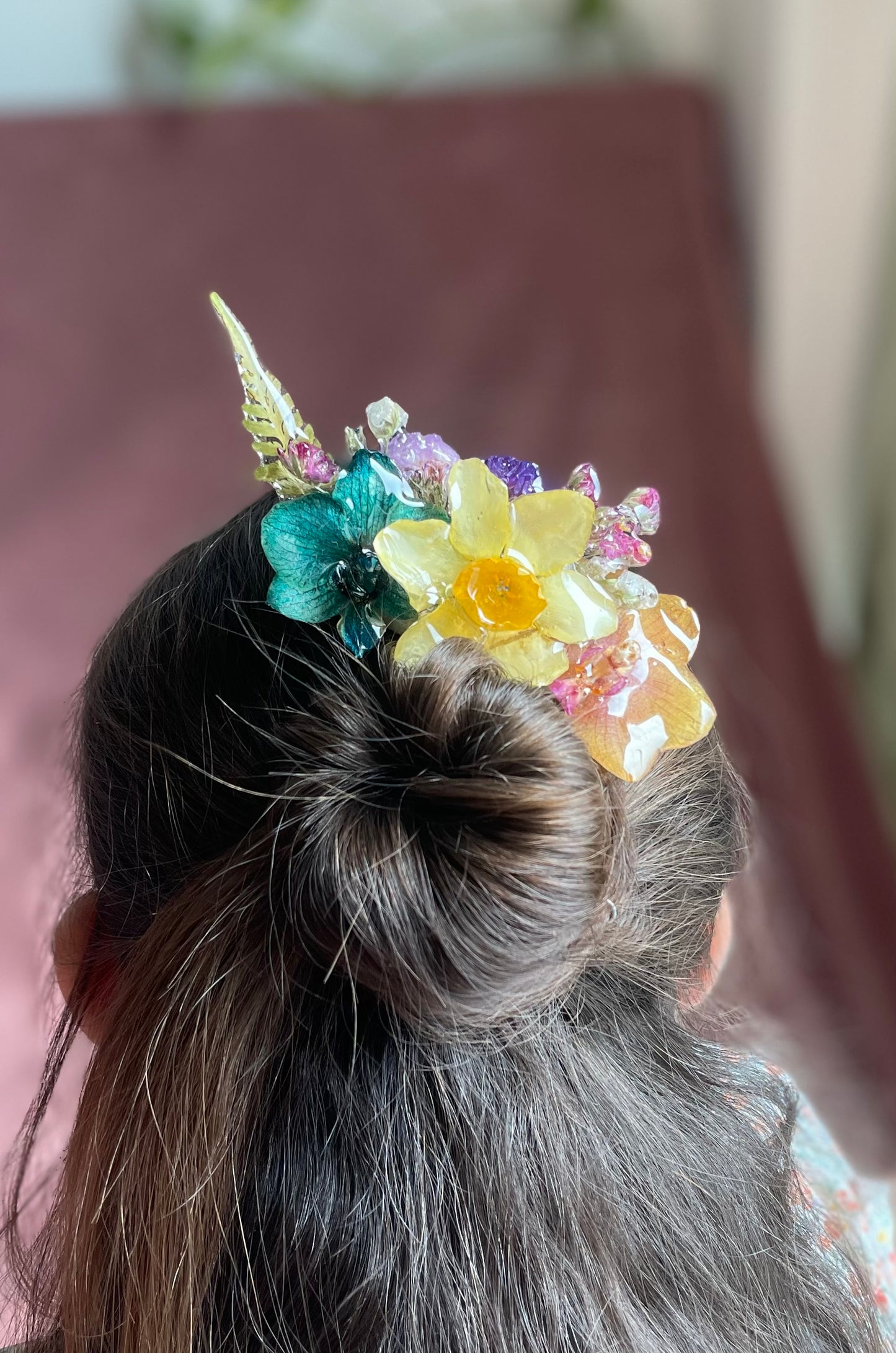 Tropical Sunrise Hair Fork - Orchid & Daffodil
Resin Hairpin