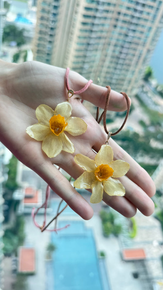 Sunshine Bloom Pendant - Real Daffodil in Resin