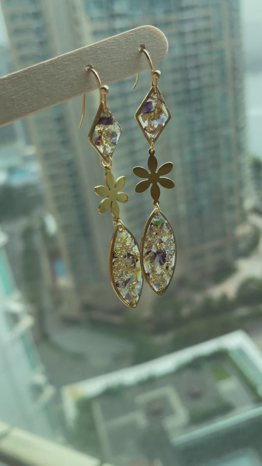 Resin Drop Earrings with Gold Foil