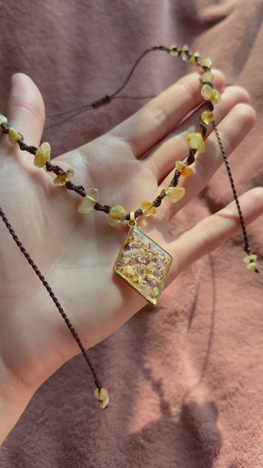 Citrine Necklace with a Geometric Pendant